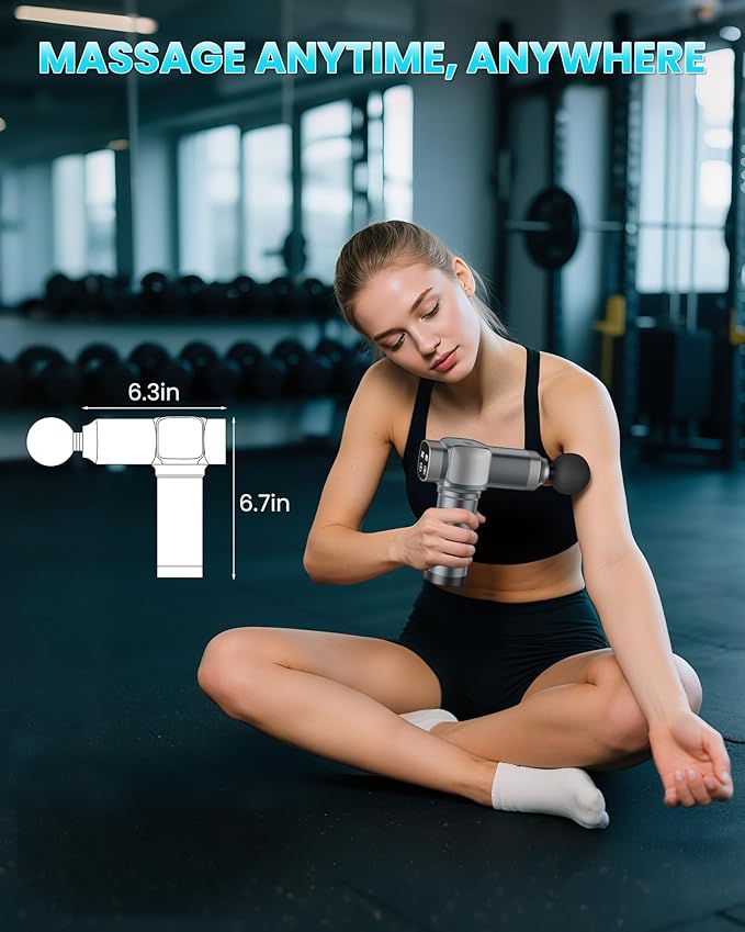 Deep Tissue Massage Gun, Portable Percussion Electric Muscle Massager for Pain Relief, Handheld Massagers with 30 Speeds & 6 Attachments for Back and Neck, Gifts for Men Women - Bloomnest