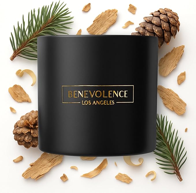 Benevolence LA Pine Wood Scented Candles | 14.5 oz Christmas Candles for Women | 45 Hour Burn Pine Scented Candles for Home | Candles | Pine Scent Aromatherapy Candles - Bloomnest