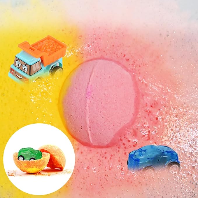 Bath Bombs for Kids with Toys Inside, Kids Bath Bombs for Boys Girls, 9-Piece Bathbomb Set Includes 9 Pull-Back Cars and 3 Vehicles, Halloween Christmas Birthday Easter Gift Set for Children - Bloomnest