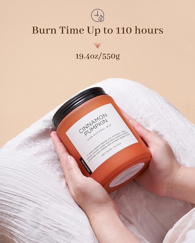 M&SENSE Cinnamon Pumpkin Fall Scented Candles, 19.4oz Soy Natural Candles 110 Hours Long Lasting Slow Burning Autumn Candle Gifts for Thanksgiving - Bloomnest
