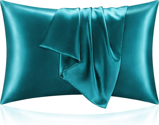 BEDELITE Satin Pillowcase for Hair and Skin, Super Soft and Cooling Similar to Silk Pillow Cases 2 Pack with Envelope Closure, Gift for Women Men(20"x40" King Size, Teal) - Bloomnest