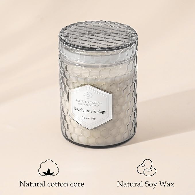 6 Pack Scented Candles for Home, Aromatherapy Gift Set for Women, Natural Soy Wax Jar, 33 oz 240 Hour Long Lasting, Birthday and Valentine's Day Gift, Flax Gray - Bloomnest