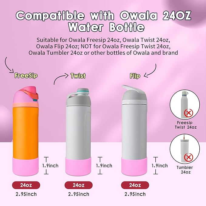 2PCS Silicone Water Bottle Boot, Compatible with Owala 24oz 32oz 40oz, Protective Anti-Scratch & Anti-Dent No Noise Sleeve Cover for FreeSip/Twist/Flip Water Bottles (Tropical, 24oz) BKBY