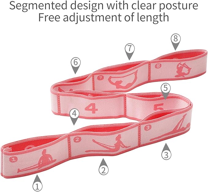 Adjustable Stretch Strap for Kids, 8-Loop Elastic Resistance Band for Children Gymnastics, Ballet Dance, Yoga, Stuff，Pilates & Flexibility Training, Home Exercise Equipment for Girls - Bloomnest