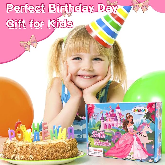 Bath Bombs for Kids with Surprise Inside Princess Toys Natural Bath Bombs Handmade Spa Organic Bubble Bath Bomb Bath Fizzy with Jewelry Set Girls Birthday Christmas Gift - Bloomnest