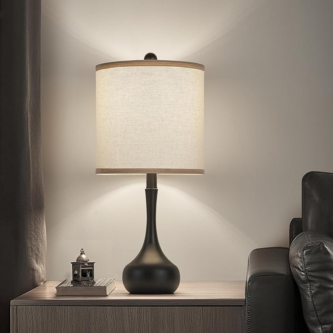 23" Modern Farmhouse Table Lamp Set of 2, Rustic Metal Bedside Lamps for Bedroom, Living Room, Office, Dorm - 3-Way Color Changing, Bulb Included, Home Decor - Bloomnest
