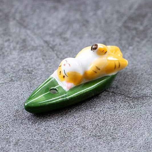 Ceramic Cat Multifunctional Incense Holder Chopstick Rack Ornaments Incense Stick DIY Home Decoration (2) - Bloomnest