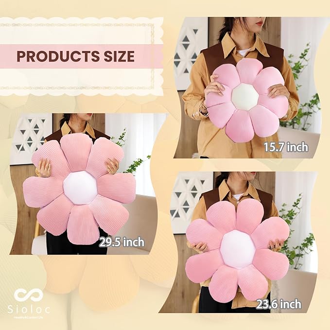 sioloc Flower Pillow,Flower Shaped Throw Pillow Butt Cushion Floor Pillow,Seating Cushion,Cute Room Decor & Plush for Bedroom Sofa Chair(Blush,23.6'') - Bloomnest