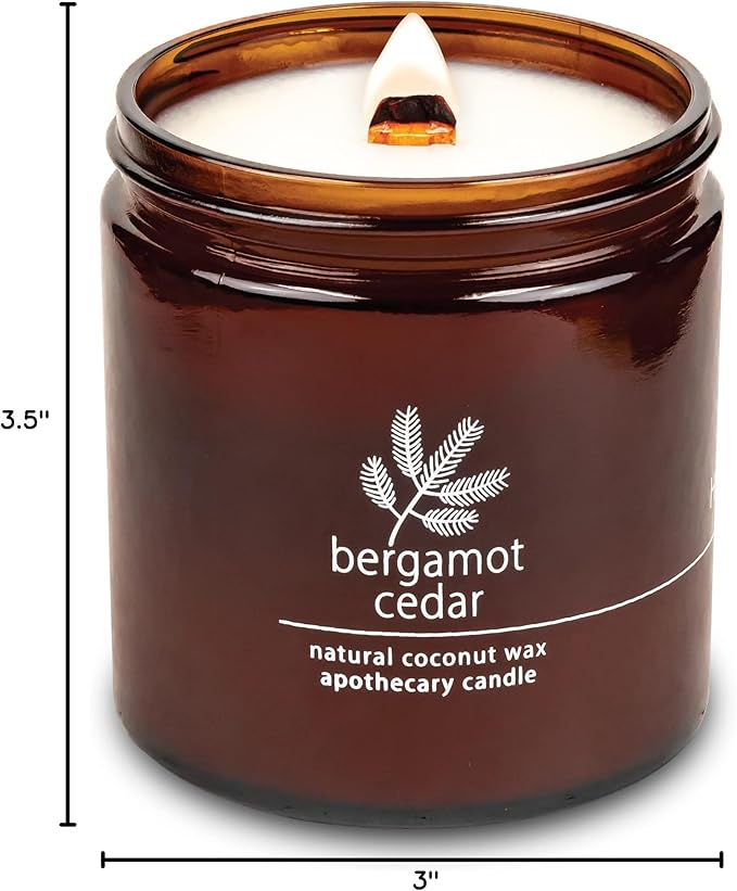 Hemlock Park Crackling Wood Wick Candle Handcrafted with Natural Coconut Wax (Large 16 oz, Bergamot Cedar) - Bloomnest