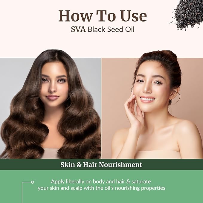 SVA Black Seed Oil - 16 Fl Oz – 100% Natural Cold Pressed Black Seed Oil - for Face, Skin Care, Hair Care, Scalp Massage & Body Massage – Carrier Oil - Bloomnest