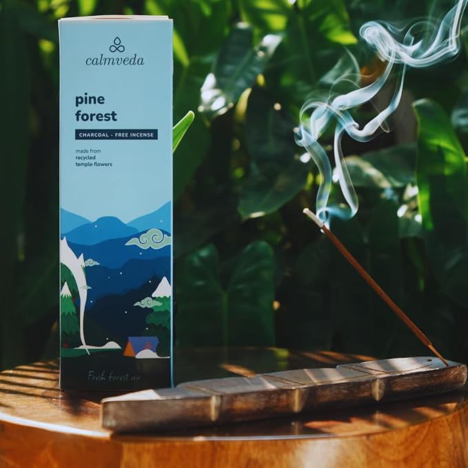 Pinon Pine Incense Sticks - (80+ Pine Scented Sticks for Christmas Tree) Charcoal Free Natural Incense Non Toxic | Aroma of Fresh Needles & Woody Bark, Perfect Christmas Inscents CalmvedaIncenseAromatherapy