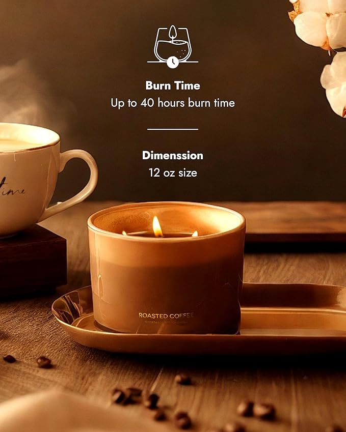 96NORTH Luxury Coffee Soy Candle | Large 3 Wick Jar Candle | Up to 40 Hours Burning Time | 100% Natural Soy Wax | Housewarming Gift for Men and Women - Bloomnest
