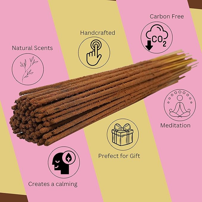 Bless-Rose 100%-Natural-Handmade-Hand-Dipped Organic-Chemicals-Charcoal-Free Purification-Relaxation-Positivity-Yoga-Meditation Best-Woods-Scent (500 Sticks (26 OZ)) BlessInternational