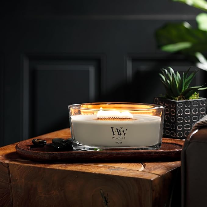 WoodWick Fireside™ Holiday Candle Gifts for Women and Men, 16 oz Ellipse Candle with Crackling Wick - Bloomnest
