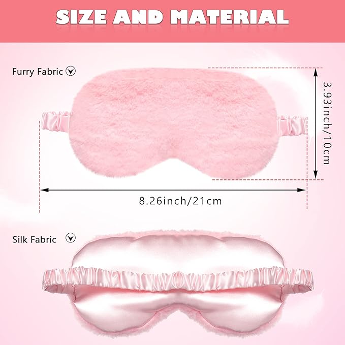 Plush Eye Mask 3 Pcs Sleeping Blindfold - Comfortable Soft Furry Eye Cover for Sleepover Gift Birthday Party Favors (Pink, Purple, Sky Blue) - Bloomnest