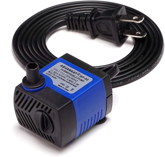 AQUANEAT Small Fountain Pump, 80 GPH Submersible Water Pump for Aquarium Fish Tank, Outdoor Water Fountain, Hydroponics, Pond Filter Pump - Bloomnest