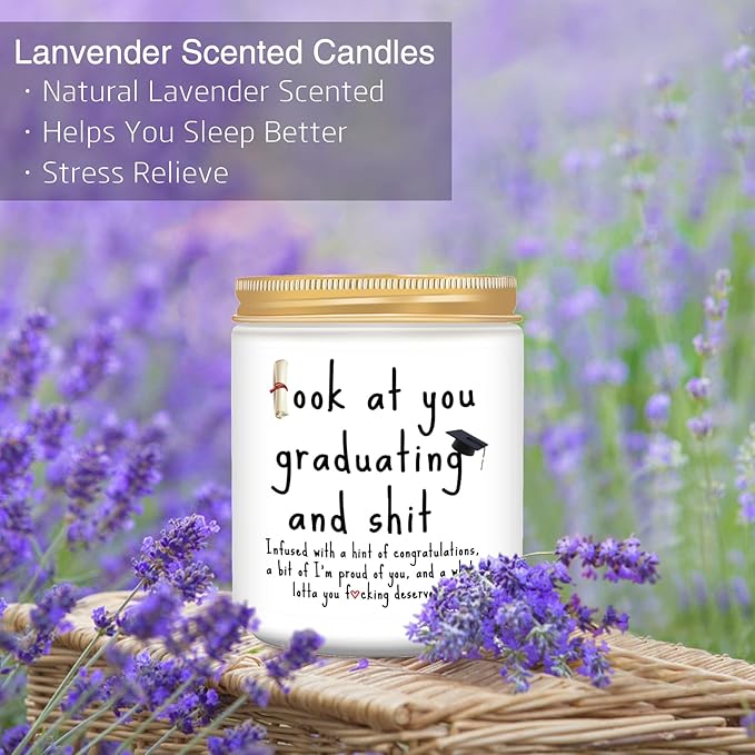 Graduation Gifts, 2025 Funny Graduation Gifts for Her Him, Best Grad High School Congratulations College Masters PhD Degree Nurse - Lavender Scented Candles - Bloomnest