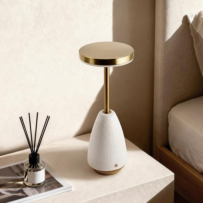 RONDURE 11.0" Ceramic Cordless Table Lamp, Portable Rechargeable Table lamp, Touch Dimmable Warm Ambient Lighting for Living Room, Bedroom, Dining Room, Fast Charging & Long Lasting - Bloomnest