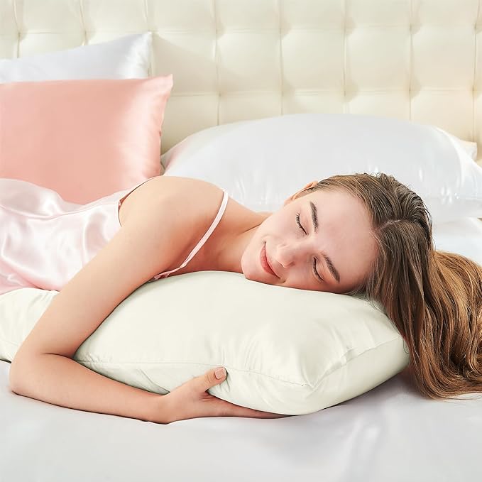 BEDELITE Satin Body Pillow Cover, Super Soft and Cooling Body Pillow Pillowcase for Hair and Skin, Breathable Silky Full Long Pillowcase Cover(20"x54", Ivory) - Bloomnest