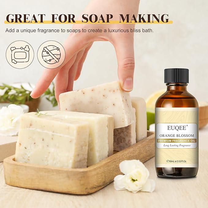 EUQEE Orange Blossom Fragrance Oils, 2.02 Fl oz/60ml Essential Oils with Glass Dropper for Diffusers, Soap Candle Making, Aromatherapy - Bloomnest