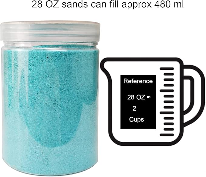 HappyFiller 28 OZ Aqua Blue Sand Unity Sand with Storage Container for Wedding Ceremony,Art Crafts,Zen Garden,Home Decoration,Vase Filler,Party Decor - Bloomnest