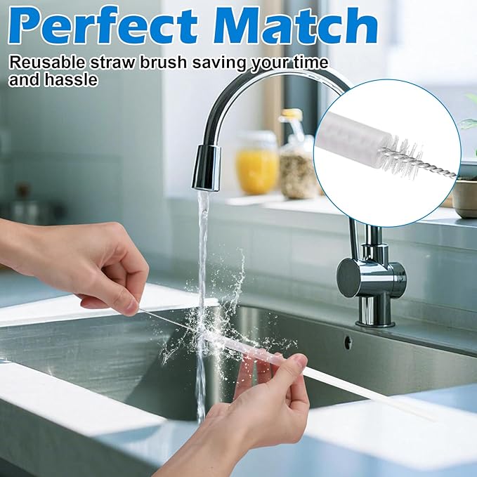 Palksky 5 in 1 Water Bottle Cleaning Brush Set, Multifunctiona Brush and Straw Cleaner for Owala/Stanley/Hydro/Yeti/Simple Modern Cup Accessories Palksky