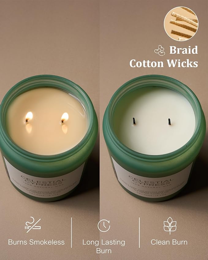 M&SENSE Celestial Cypress - Cedar & Spice Soy Jar Candles, Cedarwood Cardamom Large Winter Scented Candles 19.4oz 110 Hour Long Lasting Burn, Non Toxic Natural Warm Woody Scent Gifts for Men Women - Bloomnest