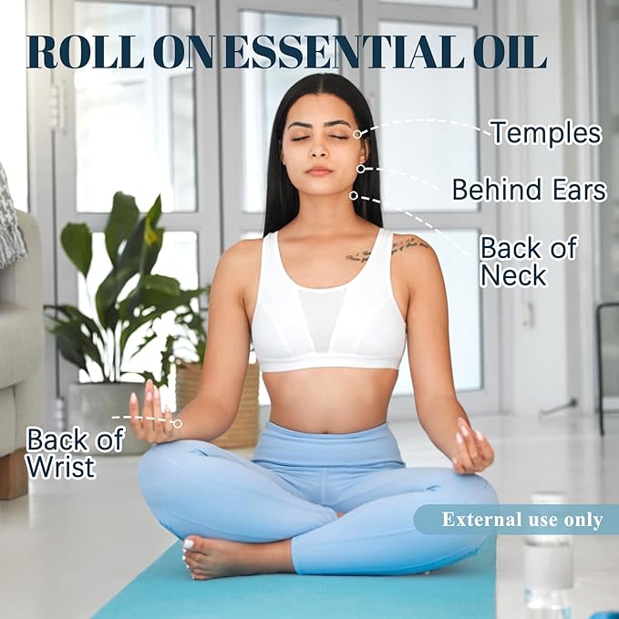 Calm Essential Oil Roll On, Aromatherapy Roll On Oil Blends for Stress Relief, Massage, Self Care Relaxation Gift - Bloomnest