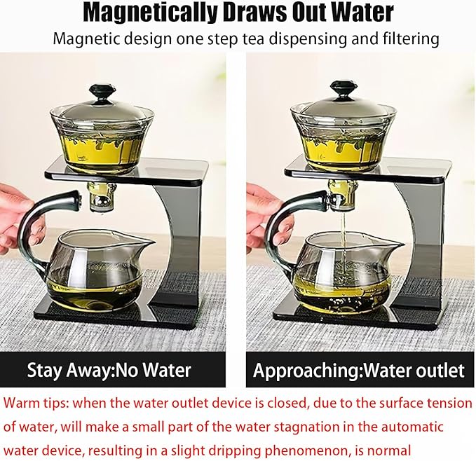 Semi Automatic Tea Set, Lazy Kungfu Tea Set, Lazy Kung Fu Drip Teapot, Magnetic Tea Pot With Magnetic Ball, Heat Resistant Gongfu Glass Teapot Set, Gift For Fathers Day, Thanksgiving Birthdays - Bloomnest