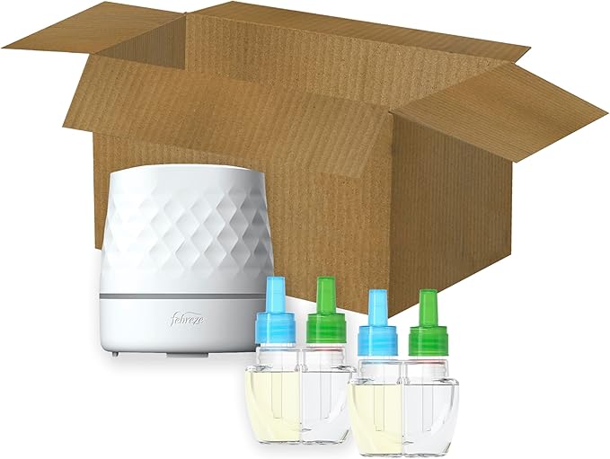 Febreze Plug Scent Booster Starter Kit, Oil Diffuser, Air Freshener Plug in, Continuous Scent Device + 2 Gain Original Refills - Bloomnest