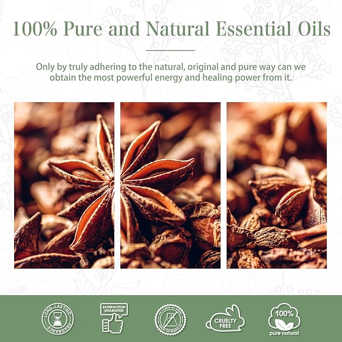 Anise Star 1.01fl.oz Essential Oil, PHATOIL Pure Aromatherapy Oils for Diffuser, Humidifier, Perfect for DIY Soap, Candle, Bath Bombs Making(30ml) - Bloomnest