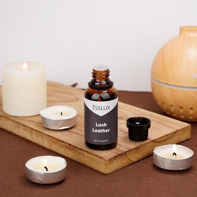 Lush Leather Fragrance Oil - ESSLUX Aromatherapy Essential Scented Oils for Diffuser, Massage, Soap, Candle Making Scents, Perfume, Home Fragrance, 30 ml - Bloomnest