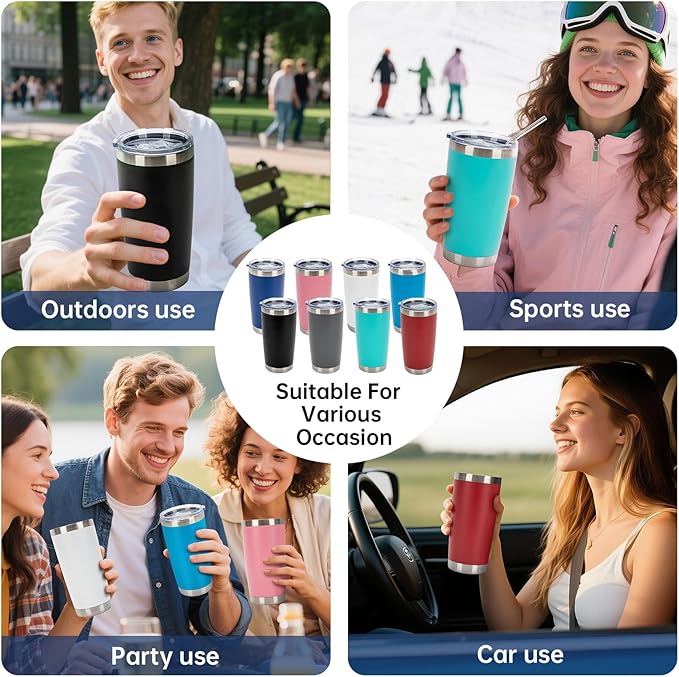 IEOVIEE 32 Pack, 20oz Stainless Steel Bulk Tumblers with Lids and Straws, Double Wall Insulated Travel Mug, Durable Powder Coated Tumbler Bulk Cup for Cold and Hot Drinks(Mixed color) - Bloomnest