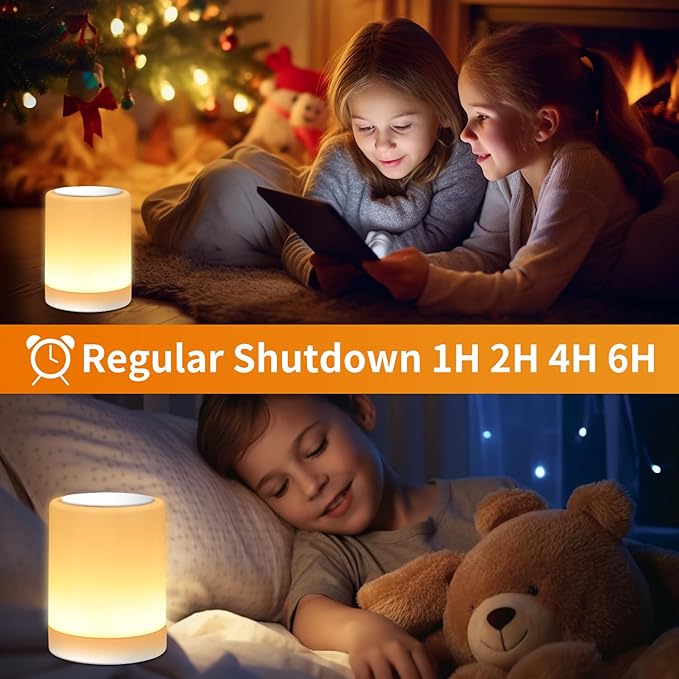 OORUN Touch Bedside Table Lamp,13 RGB Colors & 5 Brightness, USB Rechargeable Desk Lamp, Remote Control Dimmable Light with RGB Color Changing,Portable Lamp for Baby (White) - Bloomnest