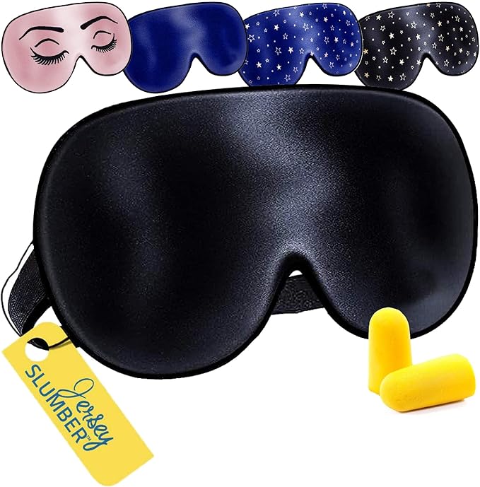 100% Silk Sleep Mask for A Full Night's Sleep | Comfortable & Super Soft Eye Mask with Adjustable Strap | Works with Every Nap Position | Best Sleeping Aid/Blindfold/Gift, Blocks Light Jersey Slumber - Bloomnest