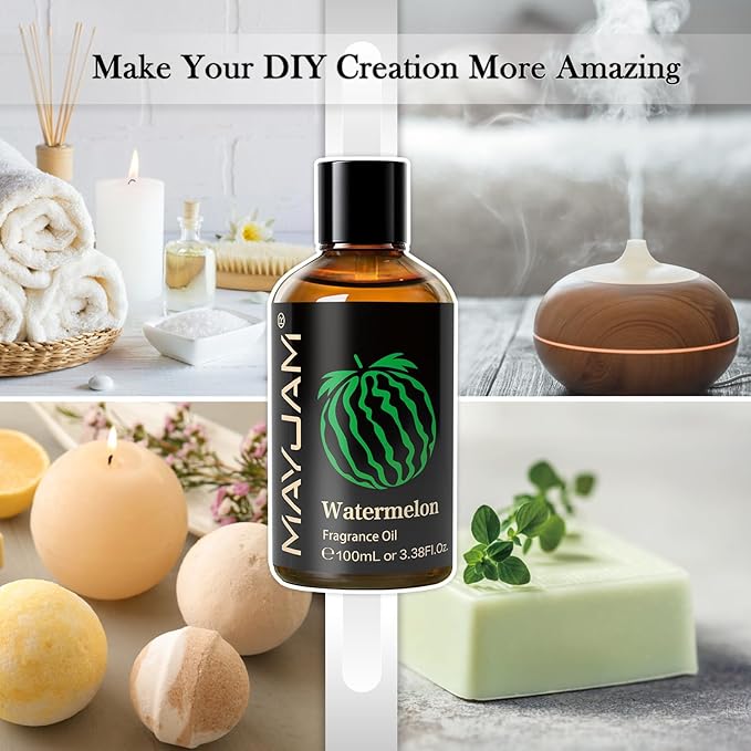 MAYJAM 100ML/3.38FL.OZ Watermelon Fragrance Oils with Glass Dropper, Essential Oils for Diffusers for Home, Long Lasting Scented Oils for Diffusers Soap Candle Making - Bloomnest