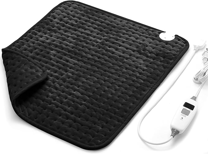 Electric Heating Pad for Back Pain Relief & Cramps - 6 Heat Settings,Auto Shut Off,Moist Heat Options,Portable Heated Pads for Neck/Shoulder Machine Washable Gift for Men Women,Black,20"x24" - Bloomnest