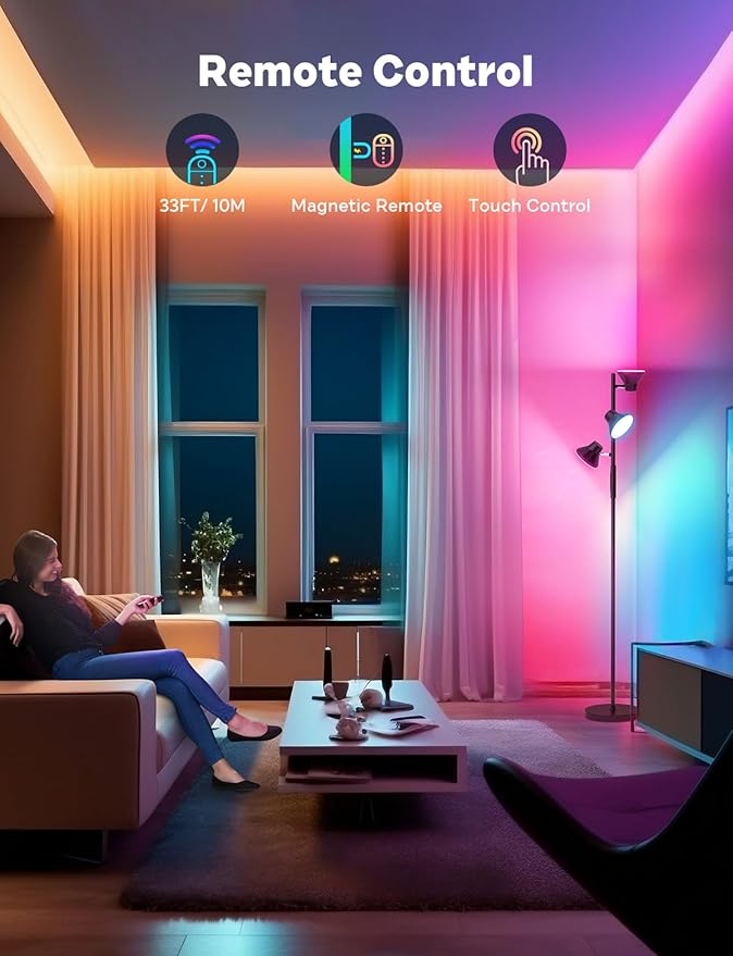 RGBCW Floor Lamp, 36W Bright Color Changing Lamp, Modern Stepless Dimmable LED RGB Floor Lamp with Remote & Touch Control, Standing Lamp for Living Room, Game Room, Bedroom - Bloomnest
