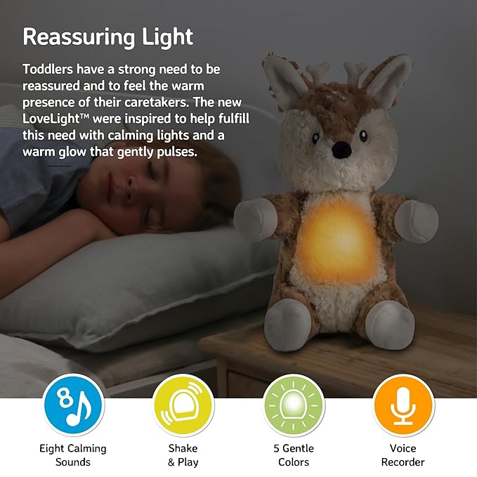 Cloud b Sound Machine with White Noise Soothing Sounds | Cuddly Stuffed Animal & Nomadic Nightlight | Record Parent Voice | Adjustable Settings and Auto-Shutoff | LoveLight Buddies - Finley Fawn - Bloomnest