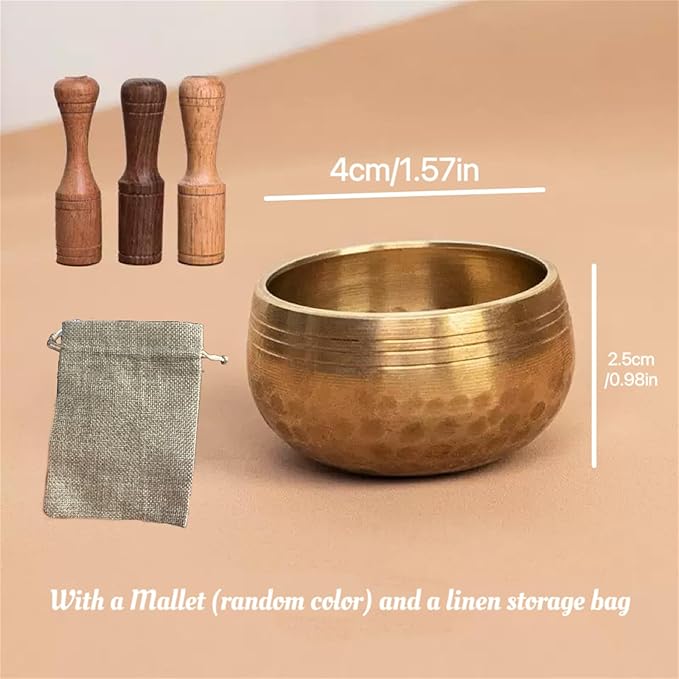 Tibetan Singing Bowl Set (Mini),Hand Hammered In Nepal For Yoga, Meditation, Mindfulness, Energy Healing & Chakra Balancing, Himalayan Sound Bowl, Exquisite Feng Shui Meditation Bowls - Bloomnest