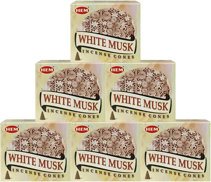 TRUMIRI Incense Cone Holder Bundle with Hem White Musk Incense Cones - Pack of 6 (Approx 60 Cones) TRUMIRI
