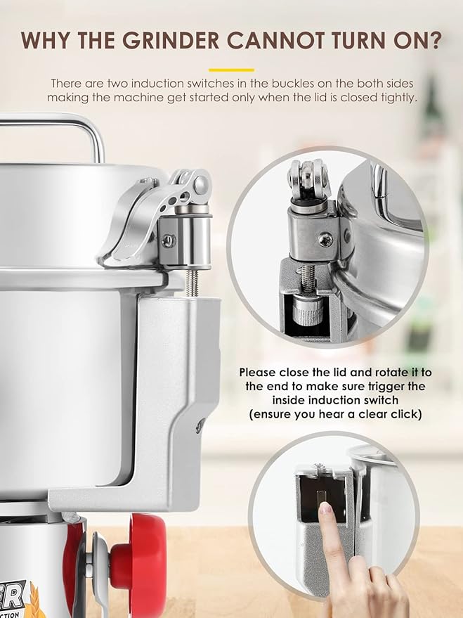 CGOLDENWALL 2500g Electric Grain Grinder Mill Safety Upgraded 3600W High-speed Spice Herb Grinder Commercial Superfine Machine Dry Cereals Pulverizer CE 110V (2500g Swing Type) - Bloomnest