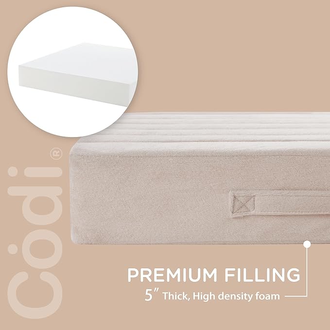 Codi Floor Cushions for Adults, Large Meditation Pillows with Thick Foam and Soft Tufted Covers, Washable Square Seating for Couch and Yoga Sitting, 22×22×5 Inch Ivory