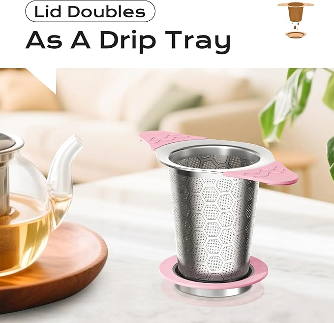 Tea Infuser for Loose Leaf Tea,18/8 Stainless Steel Tea Infuser with Heat Proof Silicone Handles,Extra Fine Mesh Tea Strainers Filter Fine Tea Leaves Effectively,Fits TeaPots/Mugs-4Pack - Bloomnest