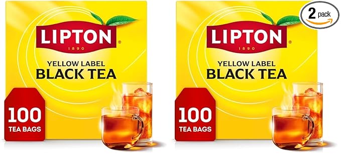 Lipton Black Tea Bags, Hot or Iced High Caffeine Tea, 100 Total Bags (Pack of 2) - Bloomnest