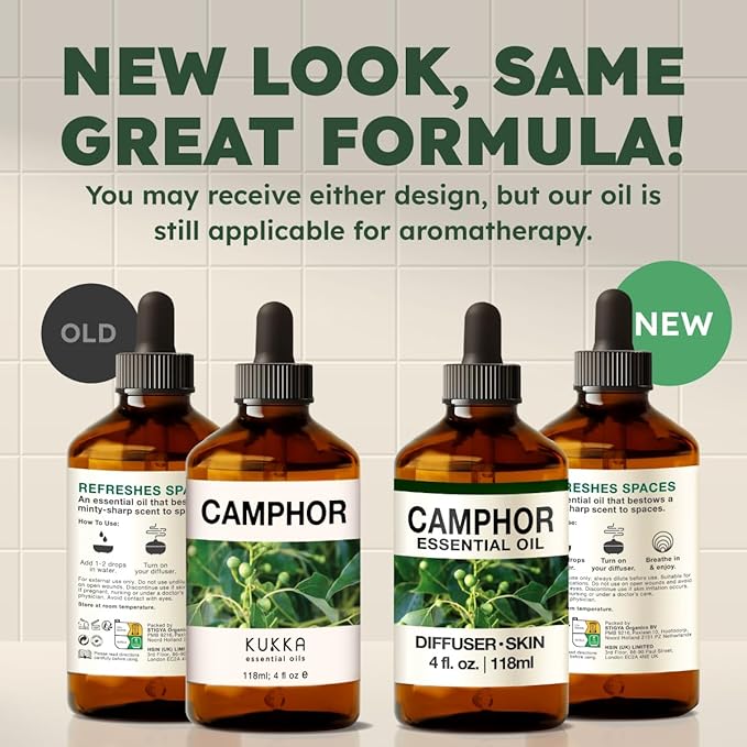 KUKKA Camphor Essential Oils - 4 Fl Oz - for Hair, Skin, Diffuser, Aromatherapy & DIY Soap Making Scent - Bloomnest