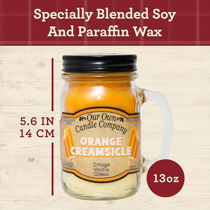 Our Own Candle Company, Orange Creamsicle Scented Mason Jar Candle, 100 Hour Burn Time, 13 Ounces - Bloomnest