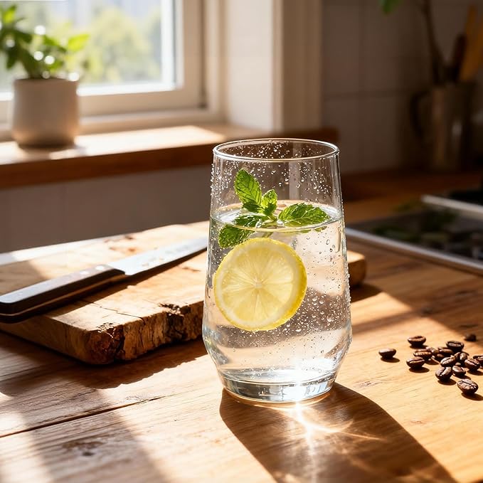 Drinking Glasses Set of 6, 16.4oz Highball Glasses, Crystal Clear Tall Glass Cups for Cocktail, Juice, Iced Tea, Mojito and Smoothies, Clear Glassware Set - Bloomnest