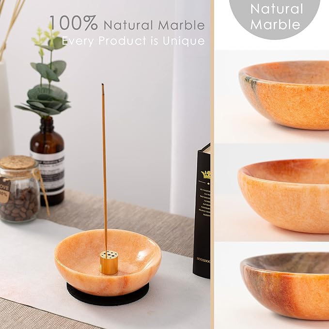 Rare Natural Red Marble Incense Holder, Astonishing Incense Burner for Meditation - Sunset Red - Bloomnest
