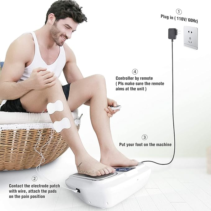OSITO EMS Foot Massager for Neuropathy Feet Circulation Stimulator with Heat, FSA or HSA Eligible, EMS TENS Foot Leg Massage Machine for Foot Pain Neuropathy Cramps and Diabetes RLS, White - Bloomnest